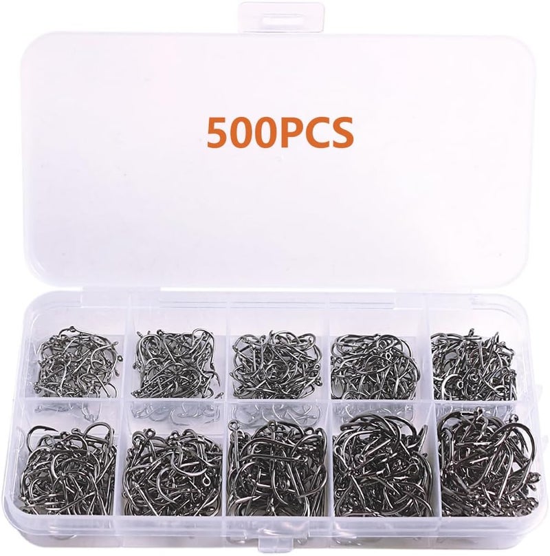AMHDV 300Pcs/ 500Pcs/ 1000Pcs Small Fishing Hooks, 10 Different Sizes Tiny Fish Hook Set for Freshwater - Image 3